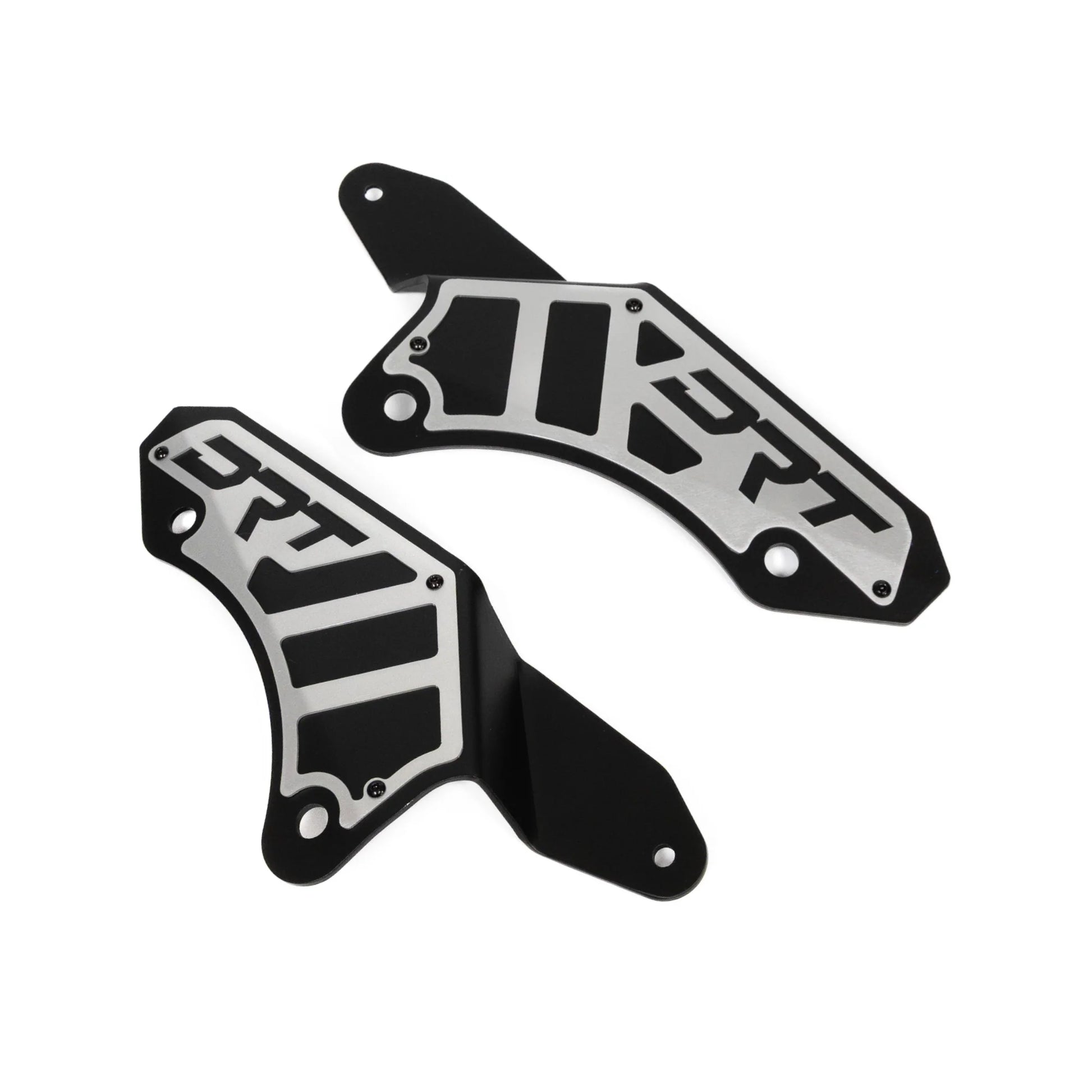 Two black and silver protective covers with 'DRT' branding on a white background