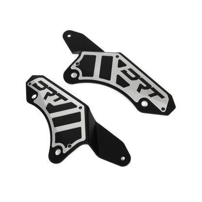 Two black and silver protective covers with 'DRT' branding on a white background