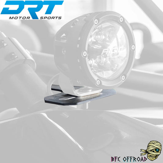 Off-road vehicle light mount with 'DRT Motor Sports' branding on a white background.