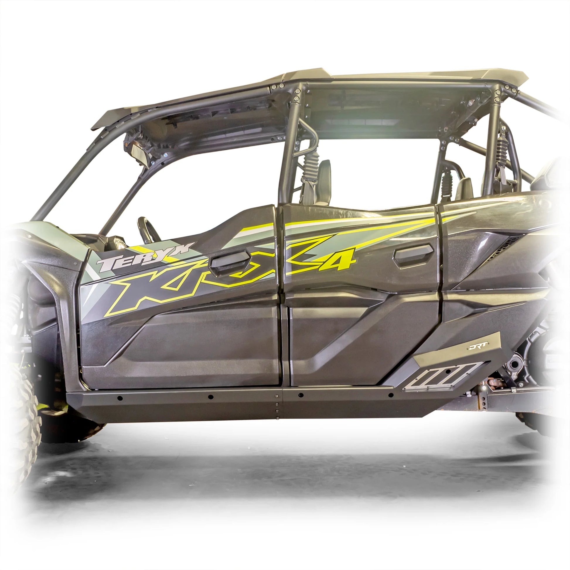 DRT Heavy Duty Rock Sliders Rails Steps Slider KAWASAKI TERYX KRX1000 4 KRX 1000 Mounted Side View