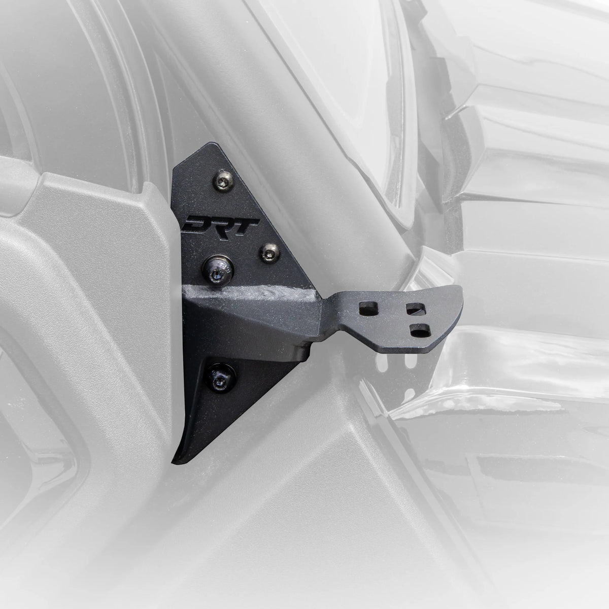 Bracket mounted on UTV on grey background 