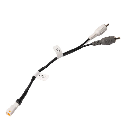 Two audio cables with different connectors on a white background
