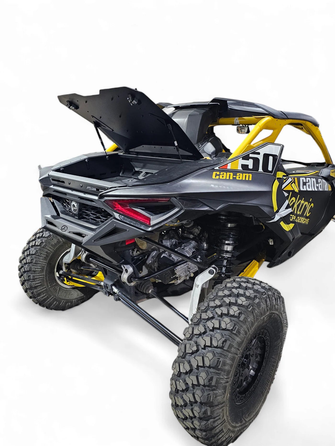 Can-Am XMR electric off-road vehicle on a white background