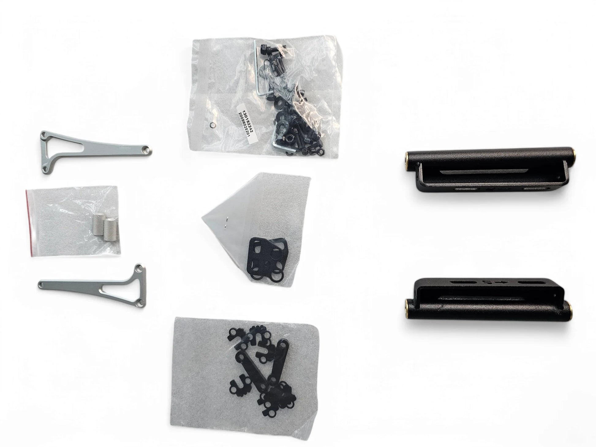 Mechanical parts and components on a white background