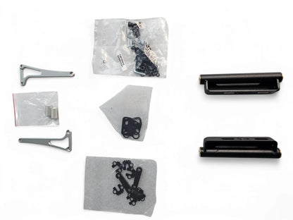 Mechanical parts and components on a white background