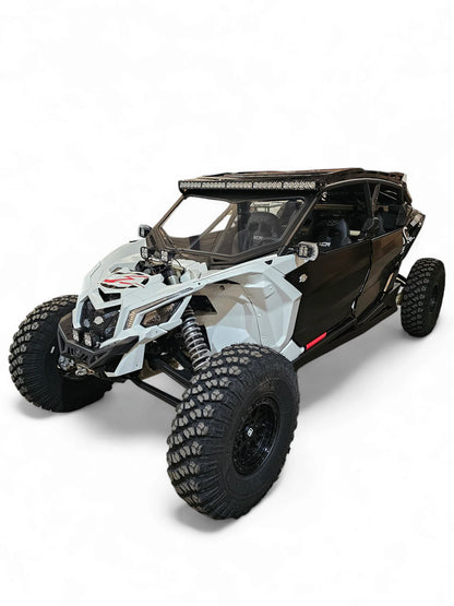 Off-road vehicle with large tires on a white background