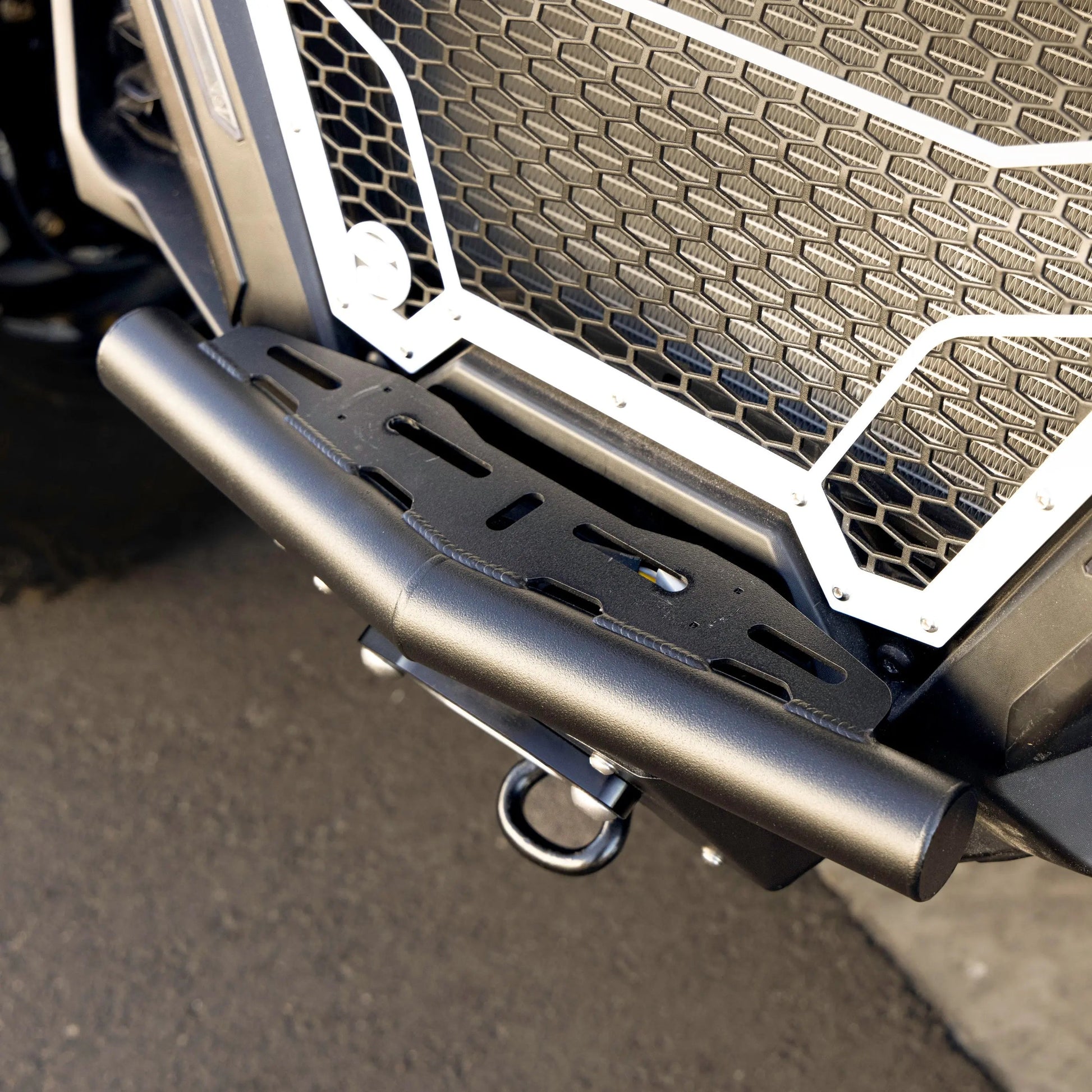 Can-Am Maverick R Winch Skid Plate Single Tube Front Bumper Top Angle