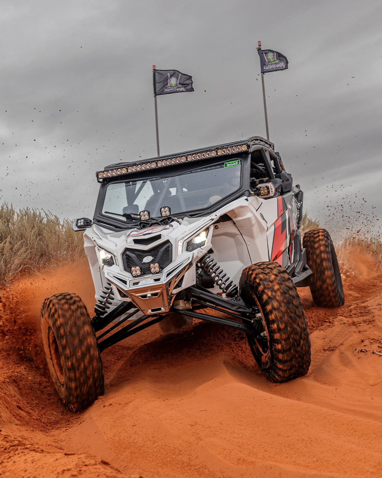 Elektric Offroad Volt Aluminum Mesh Grill Radiator Guard Can Am Maverick X3 XRS Max RR RC Action Shot Dunes