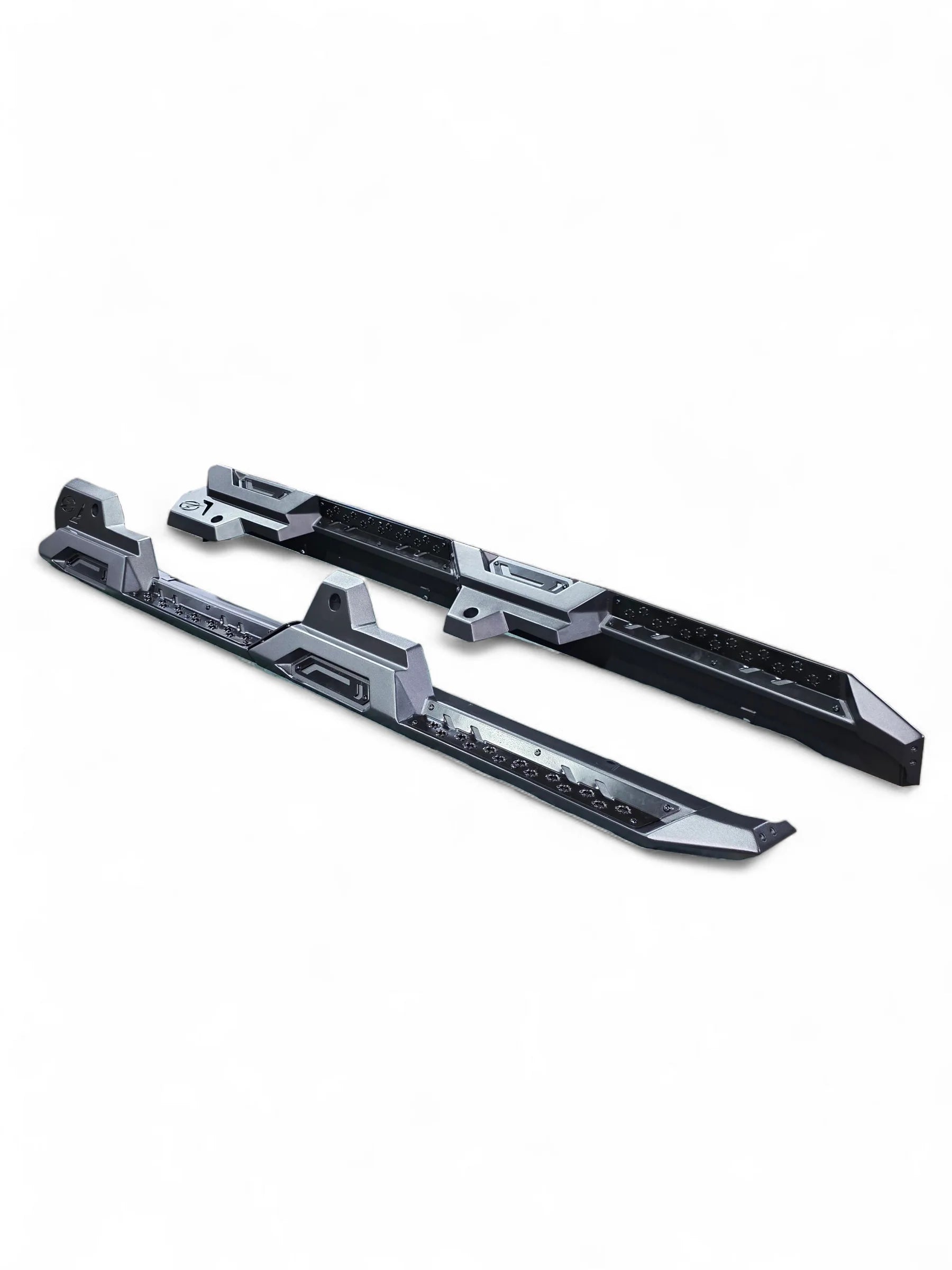 Pair of black and side steps on a white background