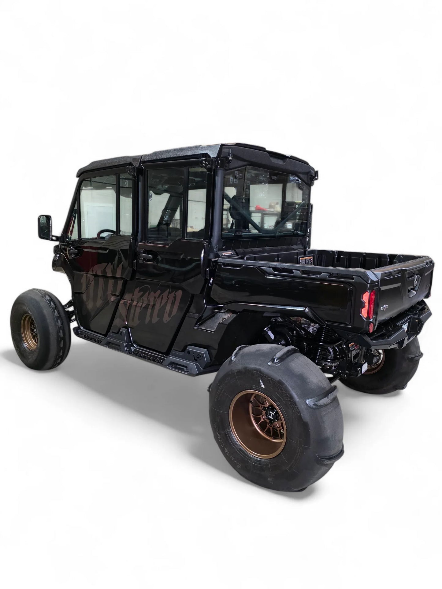 Black off-road vehicle on a white background
