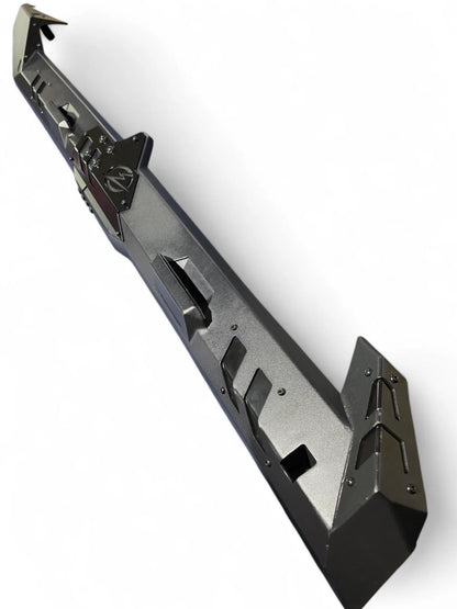 Black vehicle bumper on a white background