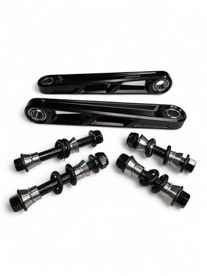 Two Elektric Offroad sway bar links with included hardware on white background