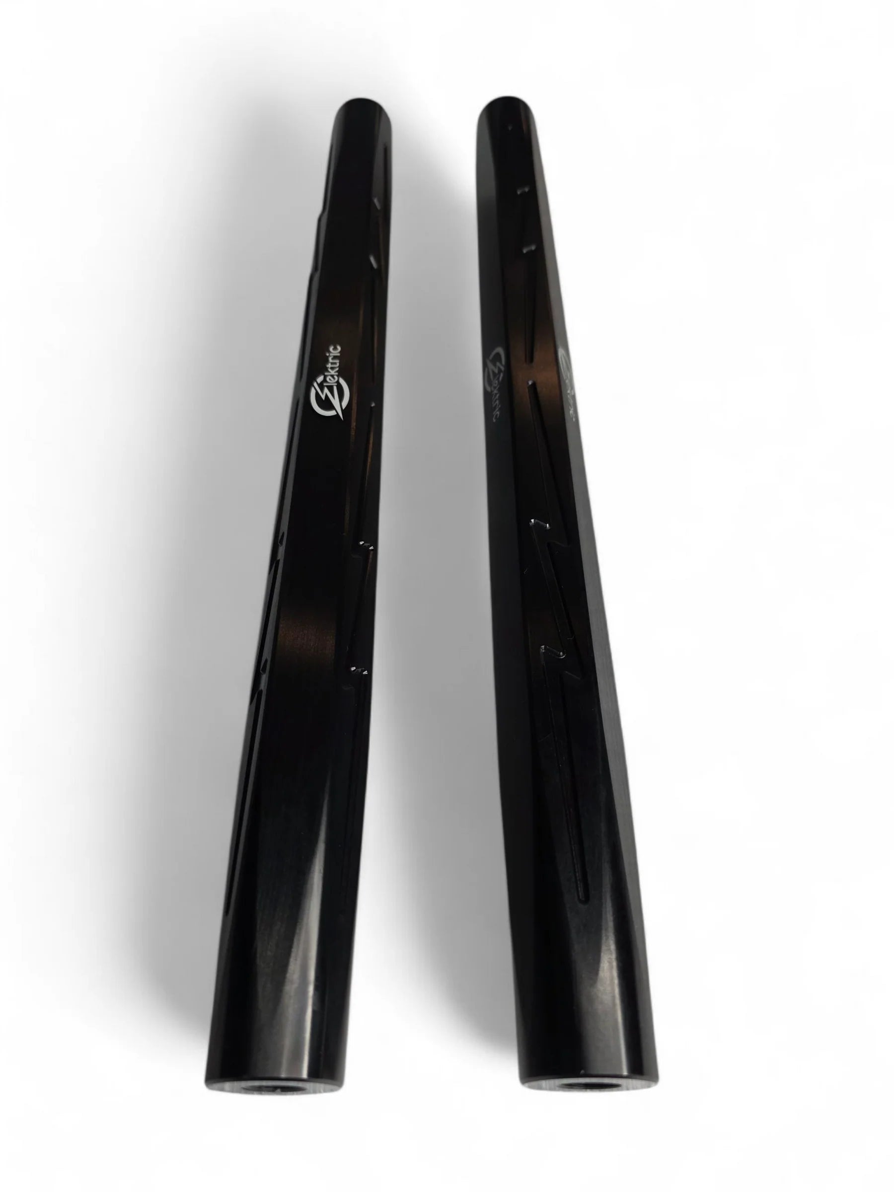 Two black UTV tie Rods on a white background