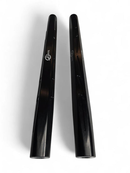 Two black UTV tie Rods on a white background