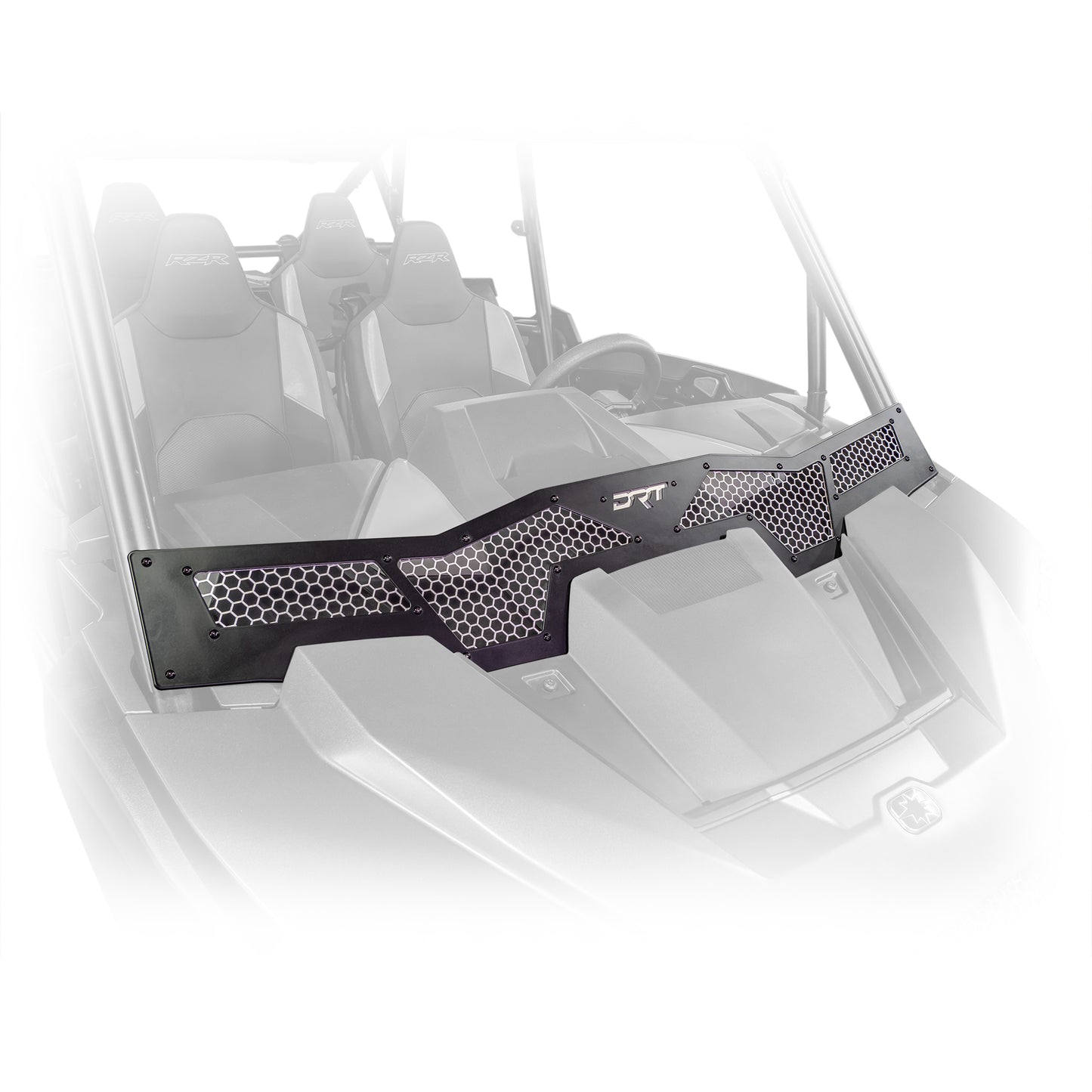 DRT Motorsports Polaris 2024+ RZR XP 1000/4 Aluminum Wind Diffuser mounted black white