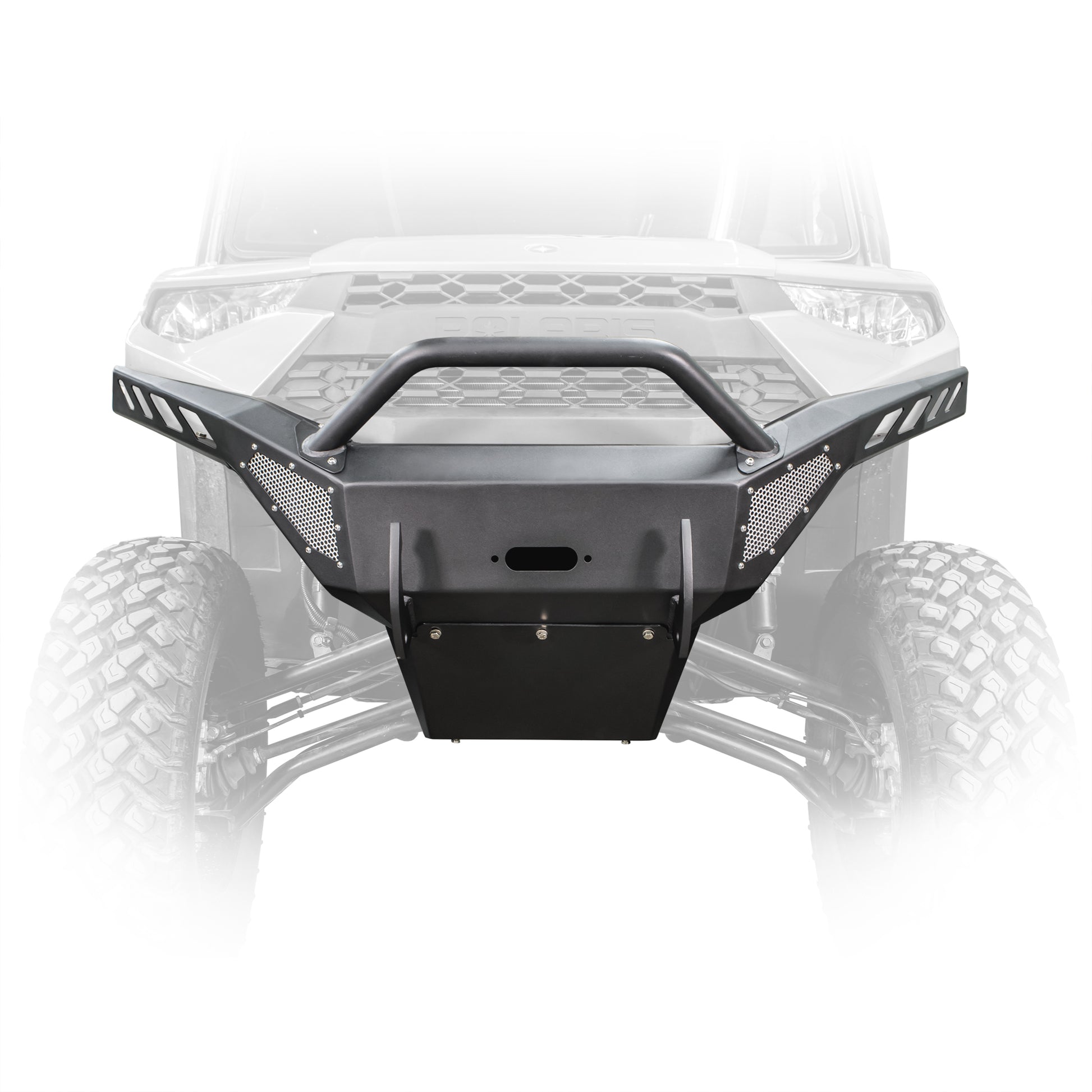 DRT Polaris 2019+ Ranger XP 1000 All Models Front Winch Bumper and Skid Plate front view