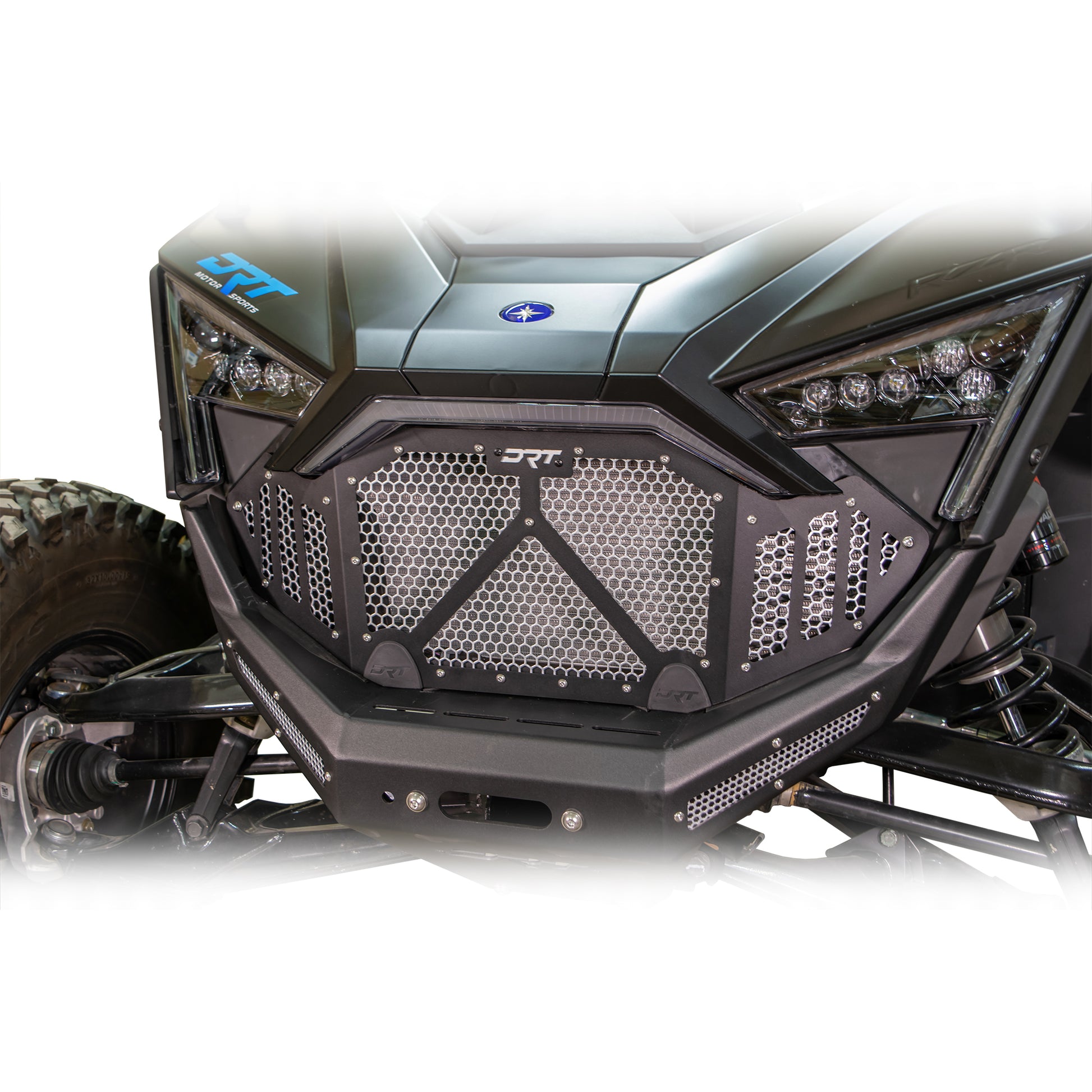 DRT Motorsports Polaris Pro R / Turbo R 2022+ Aluminum Front Grill Black mounted 