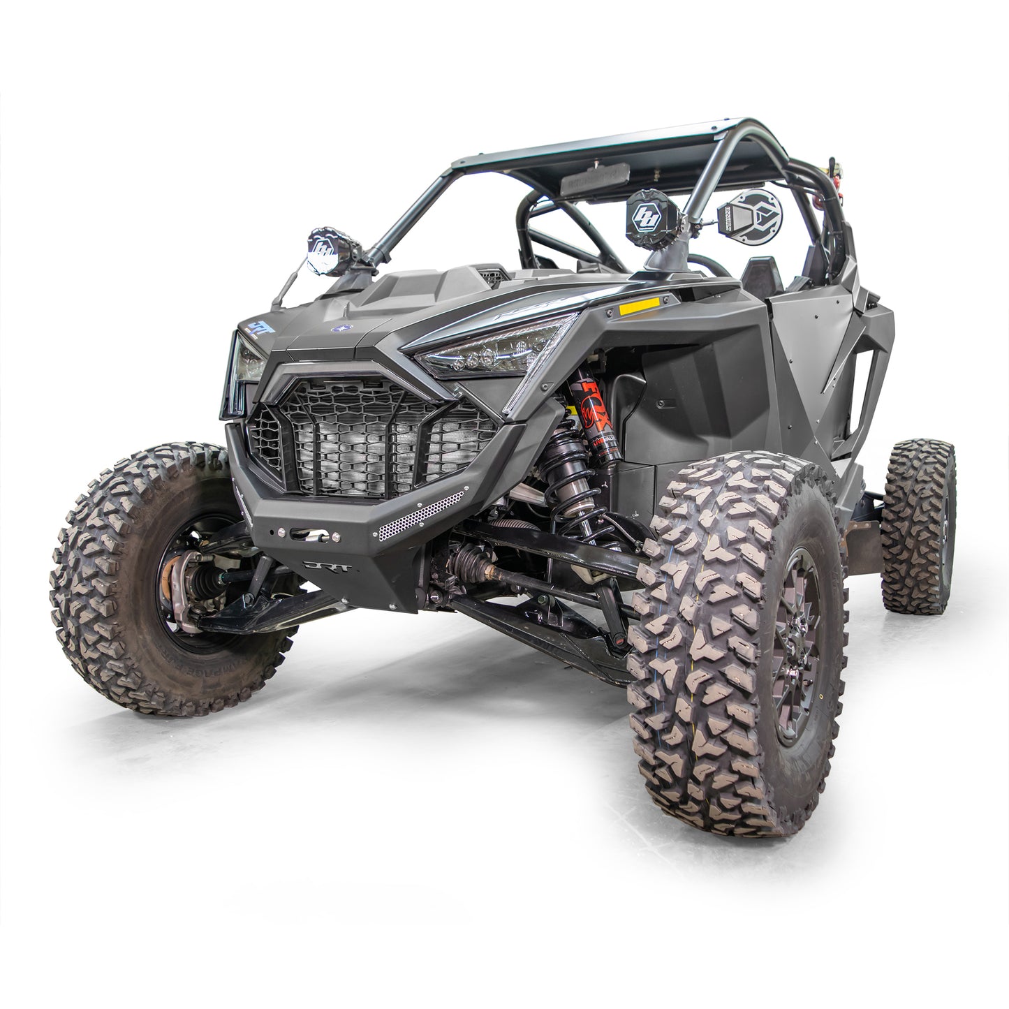 DRT Motorsports Polaris Pro R / Turbo R 2022+ Front Winch Bumper - Black Mounted front Side View