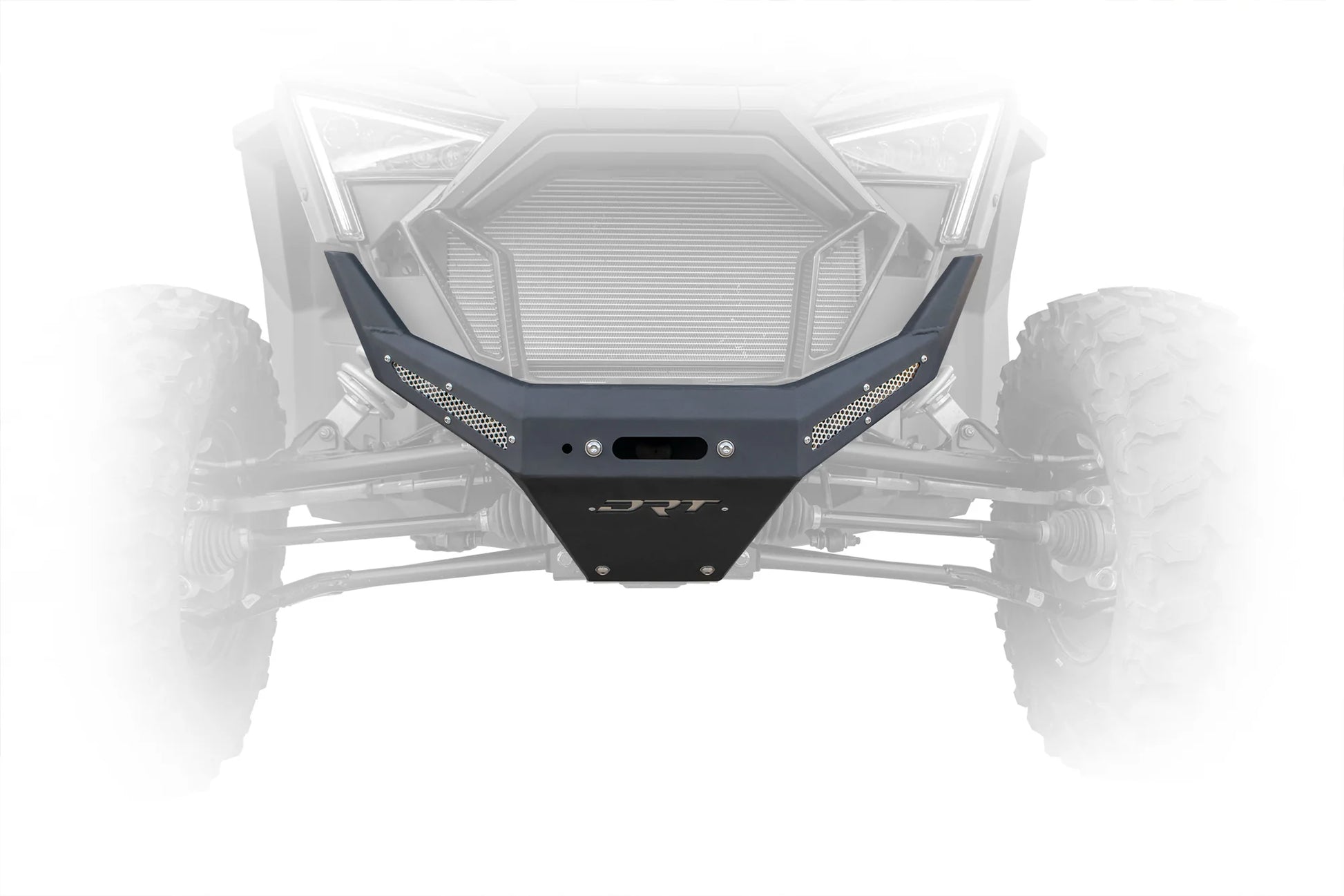 Front bumper of a vehicle with a visible brand logo on a white background