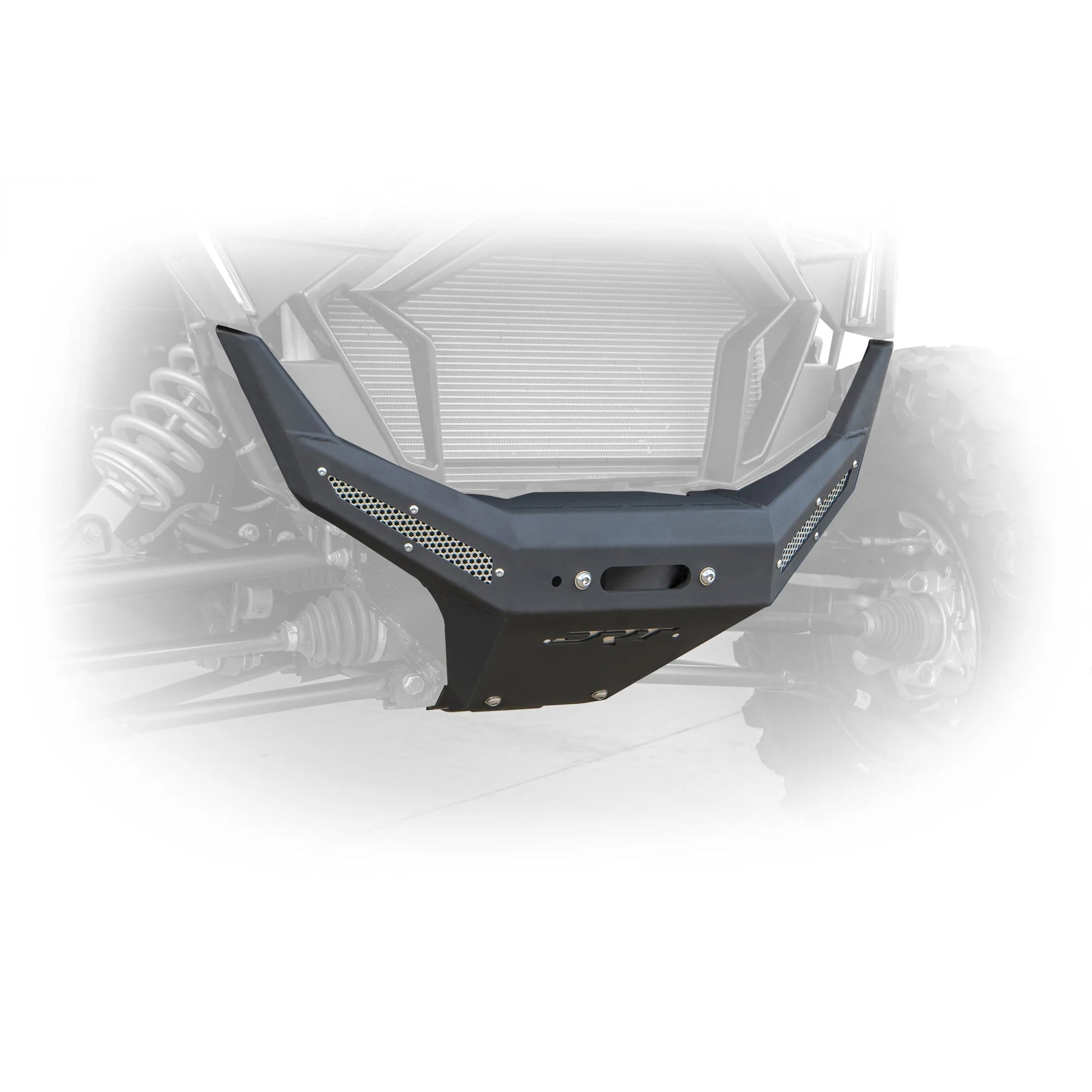 Black vehicle bumper on a white background