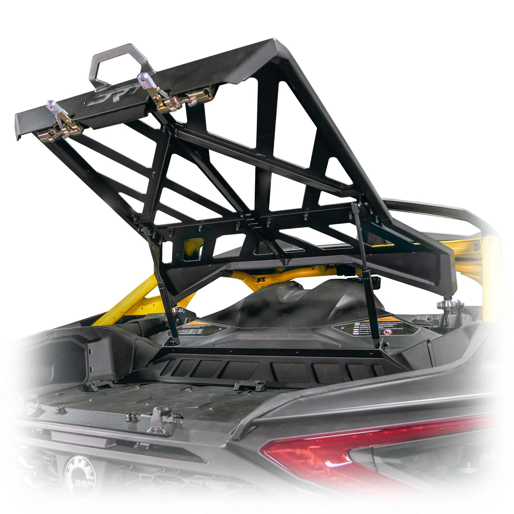 DRT Adventure Rack Spare Tire Cargo Carrier Fits: CAN-AM MAVERICK R 2024+ Open Close View