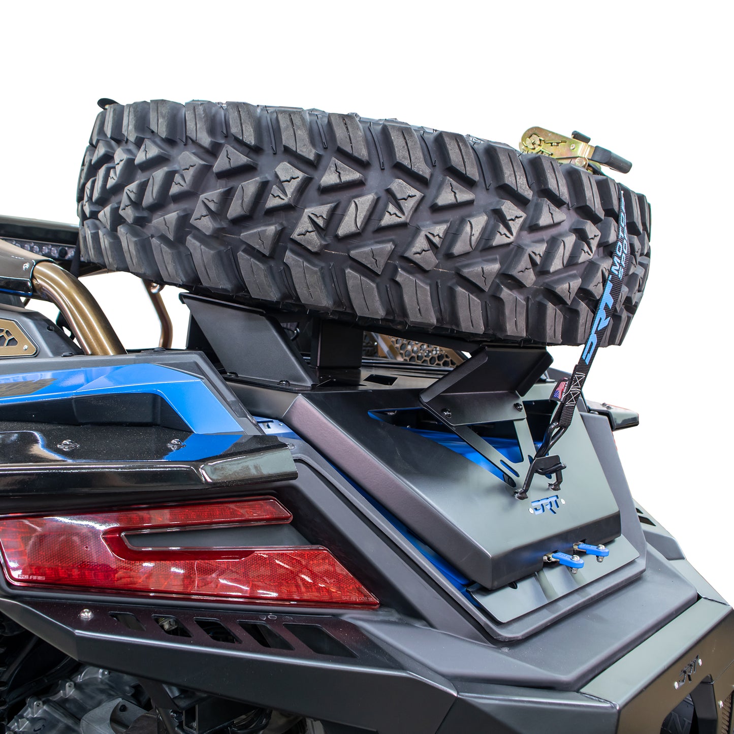 DRT Motorsports RZR Pro R / Turbo R / Pro XP 2022+ Oversize Tire Carrier Mount Accessory with spare and tire strap