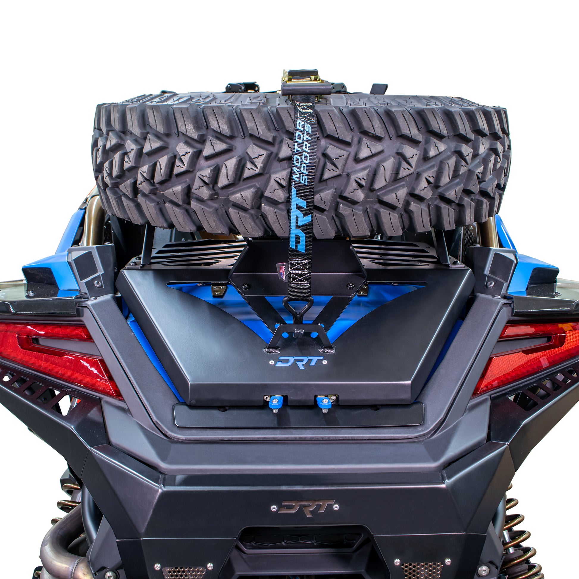 DRT Motorsports RZR Pro R / Turbo R / Pro XP 2022+ Oversize Tire Carrier Mount Accessory with tire installed