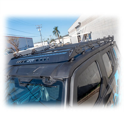 Car with a roof rack in an outdoor setting