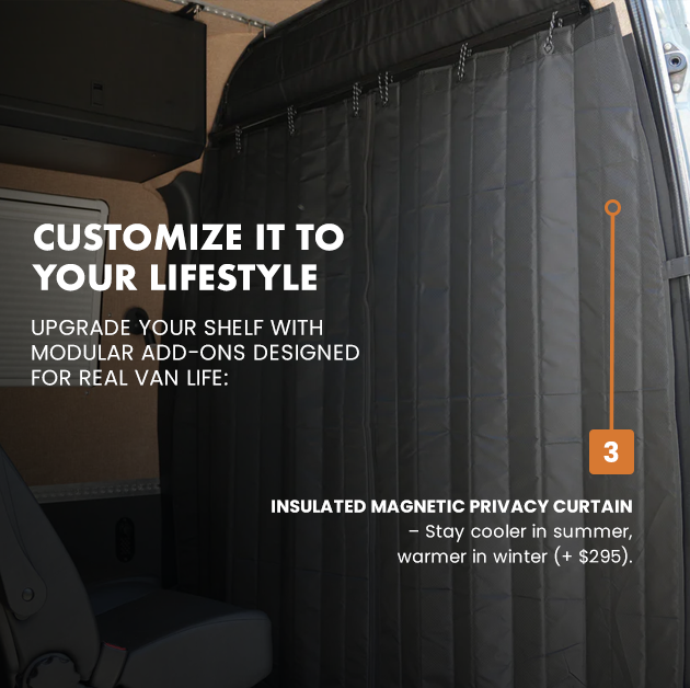 WHITE TOP ADVENTURES MERCEDES SPRINTER HEADLINER SHELF WITH L TRACK 2019+