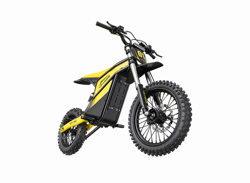 Yellow and black electric bike on a white background