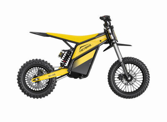 Yellow and black dirt bike on a white background