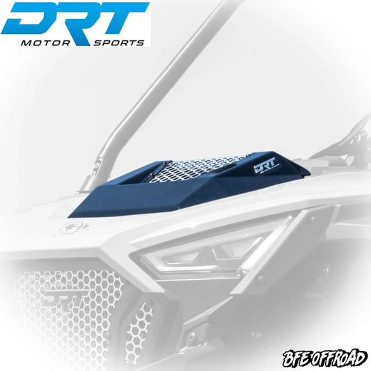 Blue DRT Motor Sports air scoop on a white off-road vehicle with BFE Offroad branding.