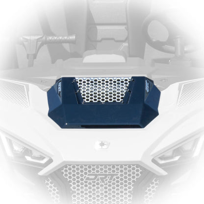 Blue honeycomb grille on a white background