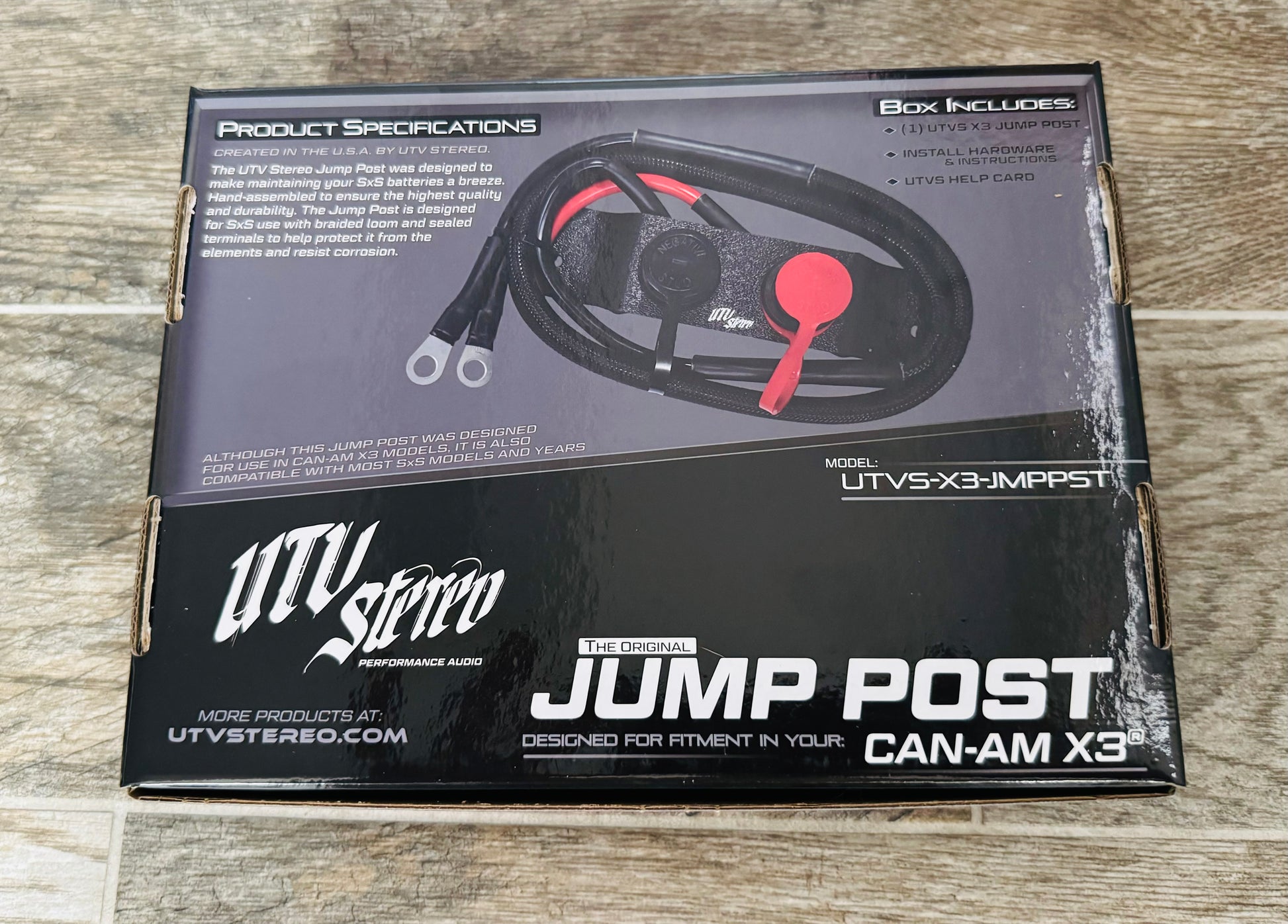 UTV Stereo Jump Post Remote Battery Terminal Kit " The Original" Can Am Maverick X3 All Models 2017+ Packaging