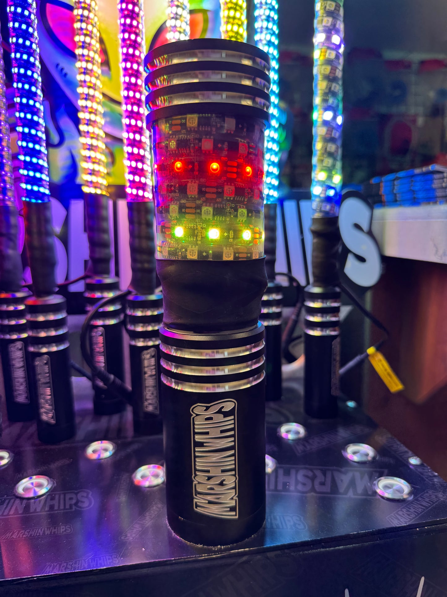 Marshin Whips BIG MOE'S RGB LED FAT WHIPS MAGNETIC MOUNT UTV SXS - PAIR