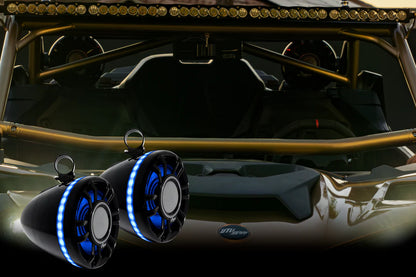 Car undercarriage with LED lights and UTV Stereo Logo