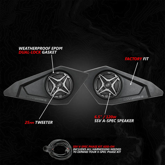 SSV 2024-2026 Can-Am® Maverick R 6.5" Lower Door Pocket Speaker Pods Panels Pair