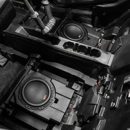 UTV Subwoofer Kit installed on dark background