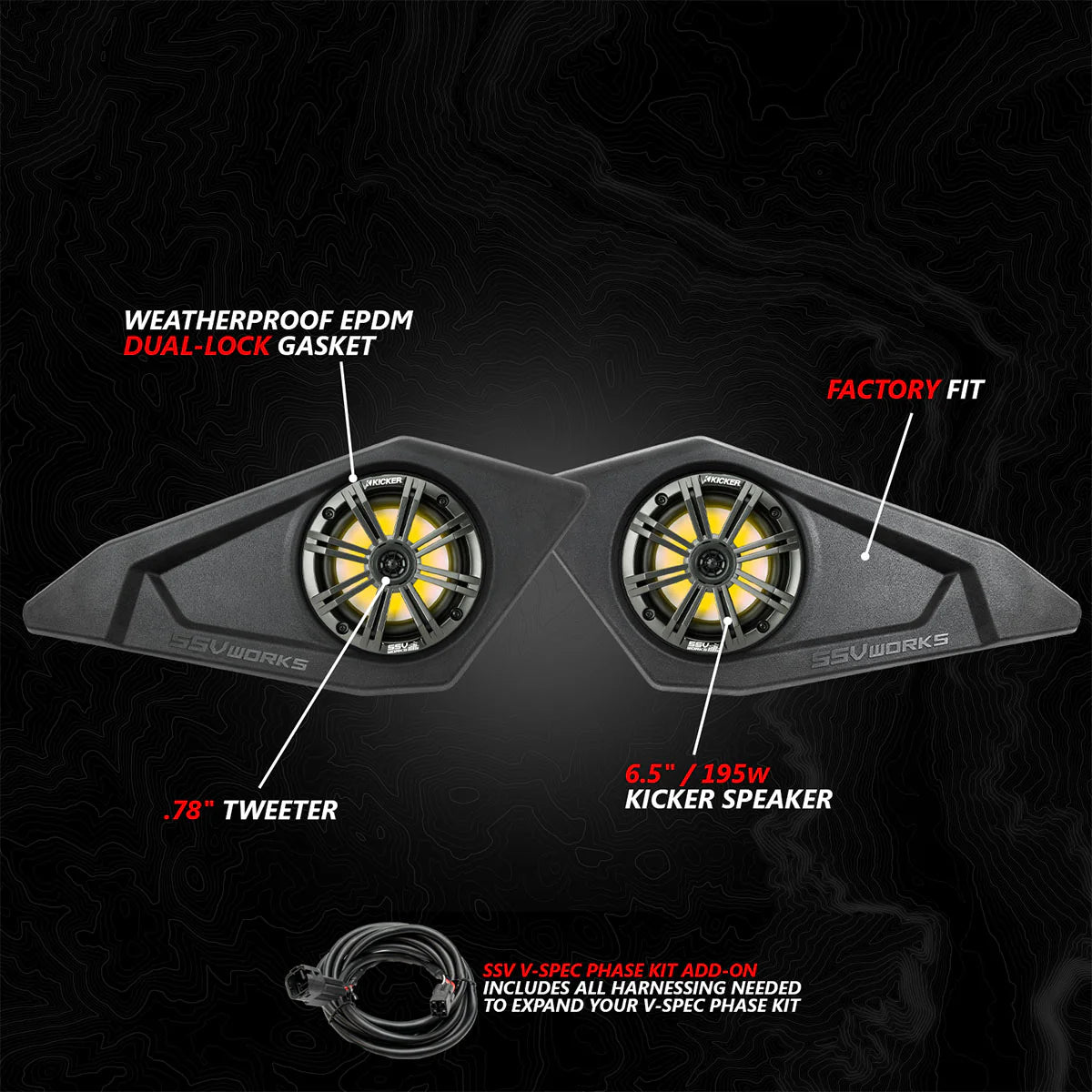 SSV 2024-2026 Can-Am® Maverick R 6.5" Lower Door Pocket Speaker Pods Panels Pair