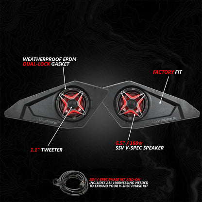 SSV 2024-2026 Can-Am® Maverick R 6.5" Lower Door Pocket Speaker Pods Panels Pair