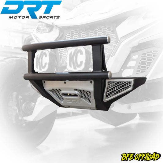 Black off-road bumper on a vehicle with DRT Motor Sports logo above.