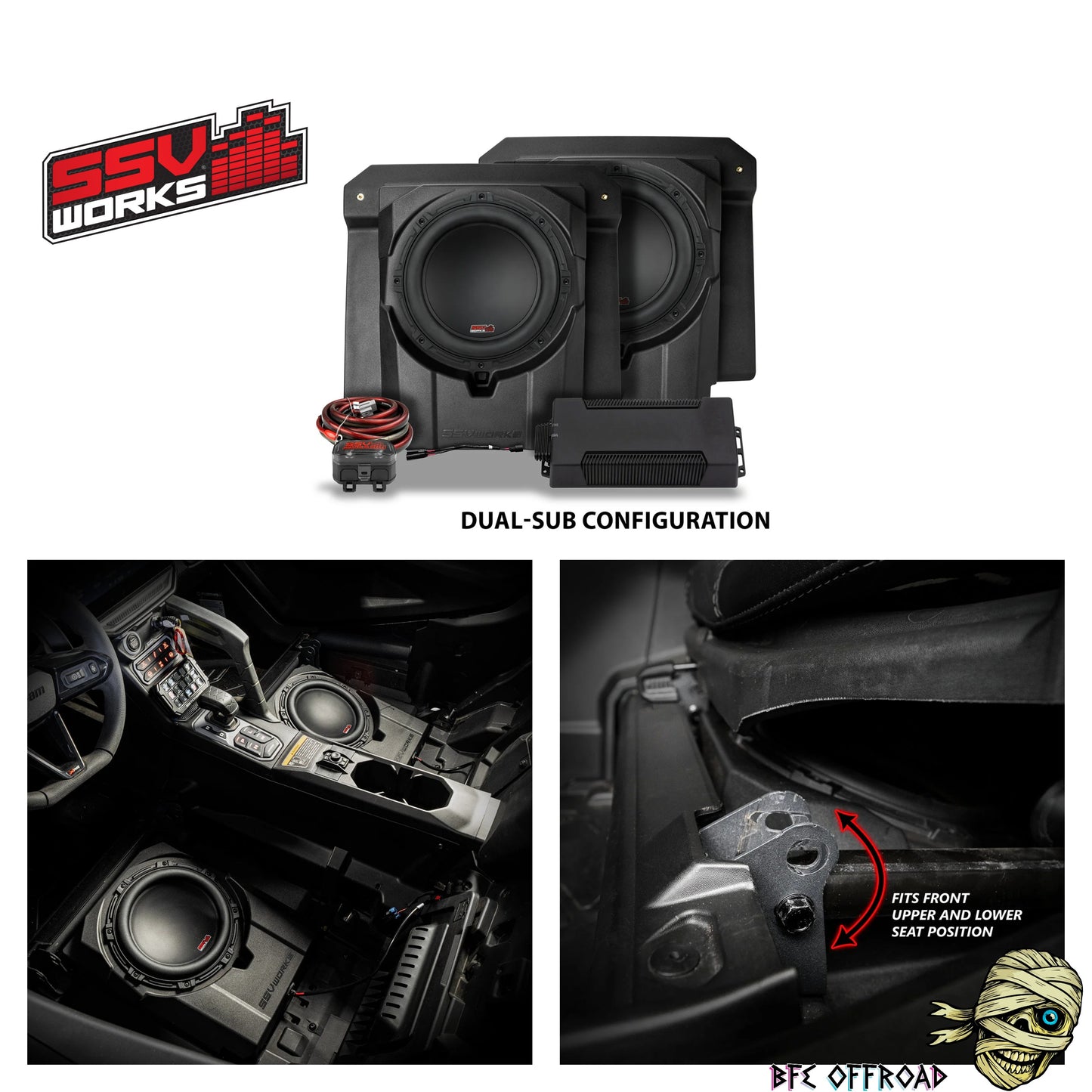 SSV Can Am Maverick R 2024-2026 Front Under-Seat 850watt 10" Subwoofer Add-On for Factory JL® System