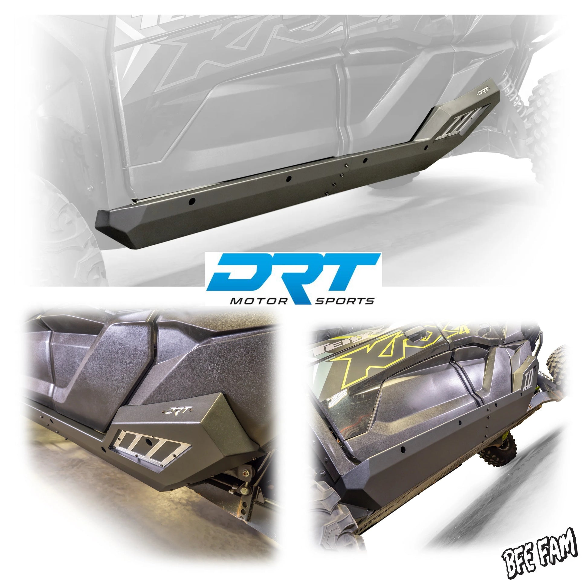 DRT Heavy Duty Rock Sliders Rails Steps Slider KAWASAKI TERYX KRX1000 4 KRX 1000 Promo Pic