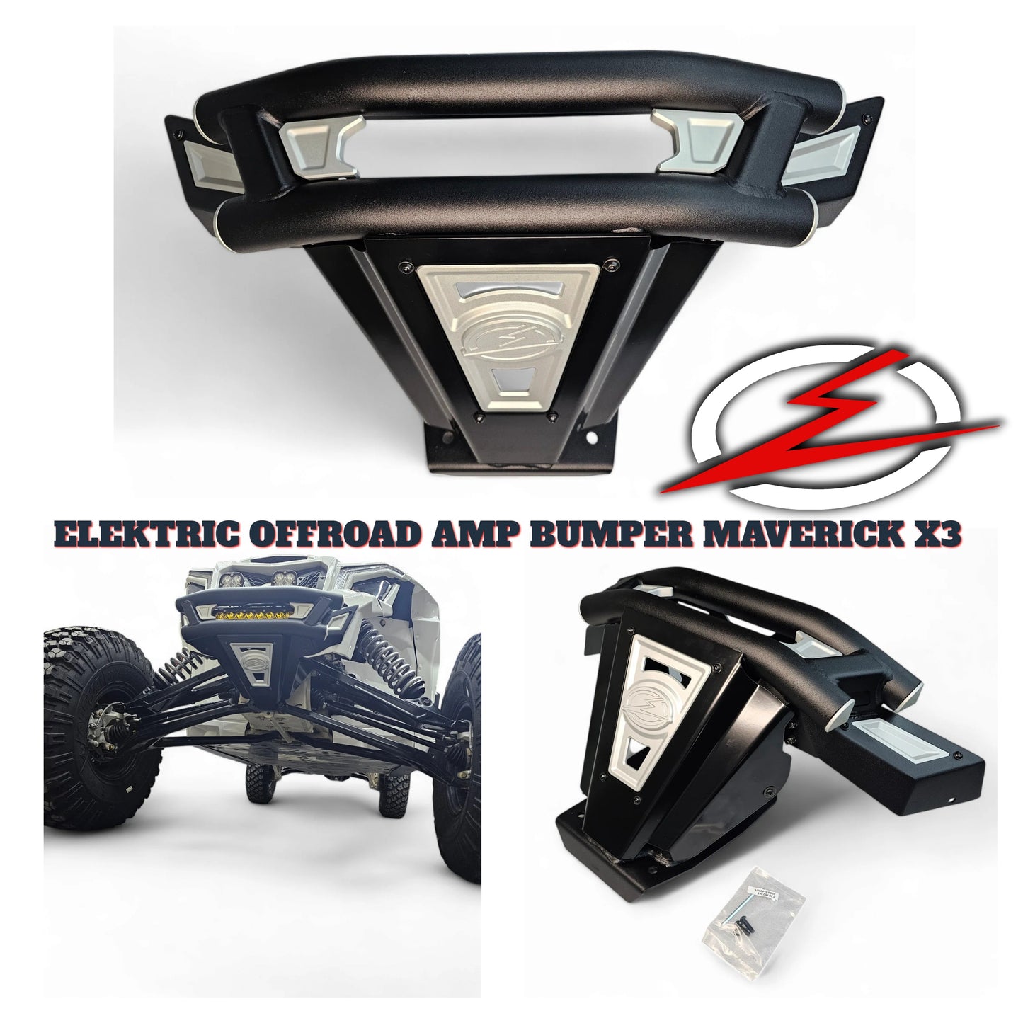 Elektric Offroad Heavy Duty AMP Front Bumper Billet Accents Can Am Maverick X3 Ad Pic