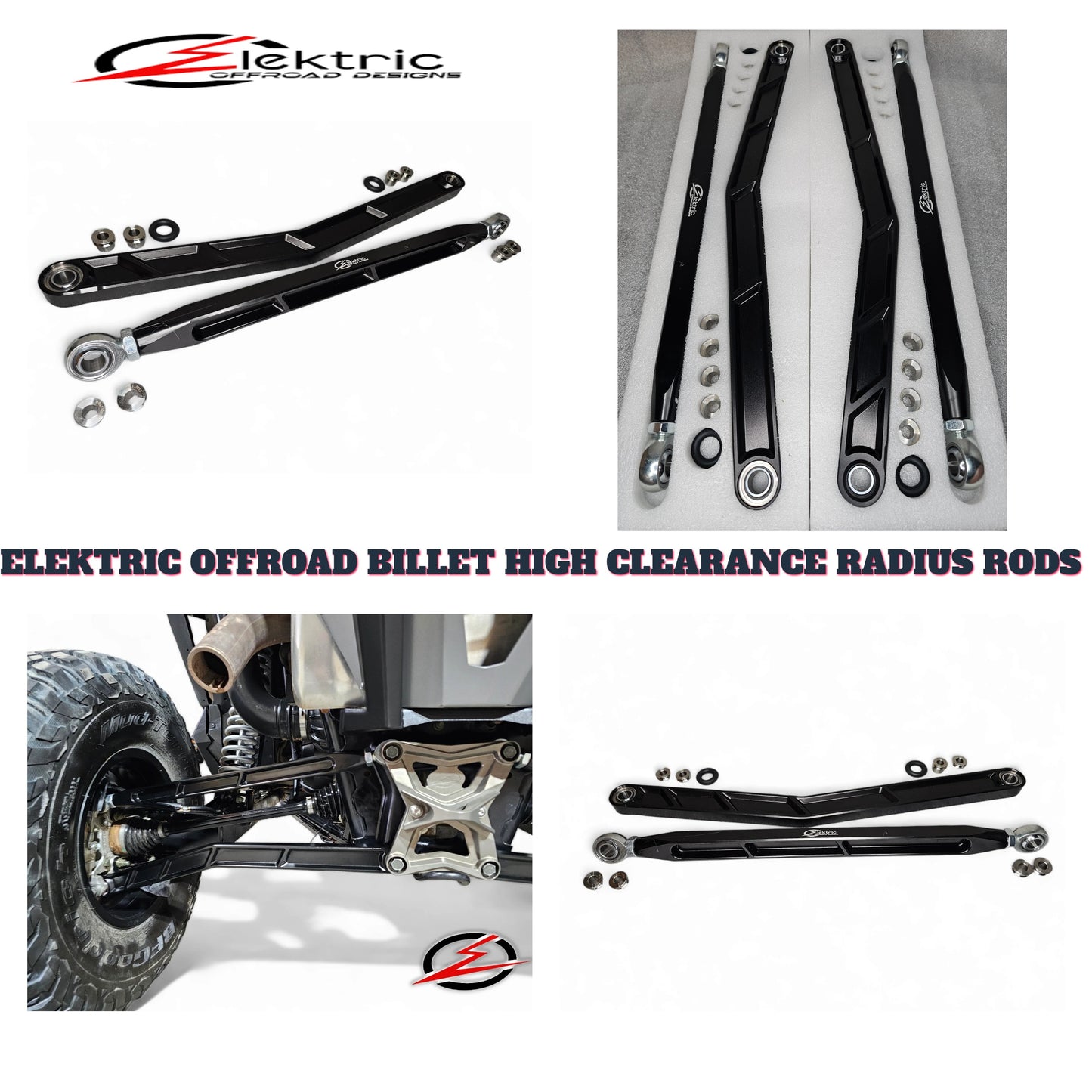 Elektric Offroad Billet High Clearance Radius Rod Arm Kit Black Polaris RZR Pro XP / XP4 2020+ Promo Pic