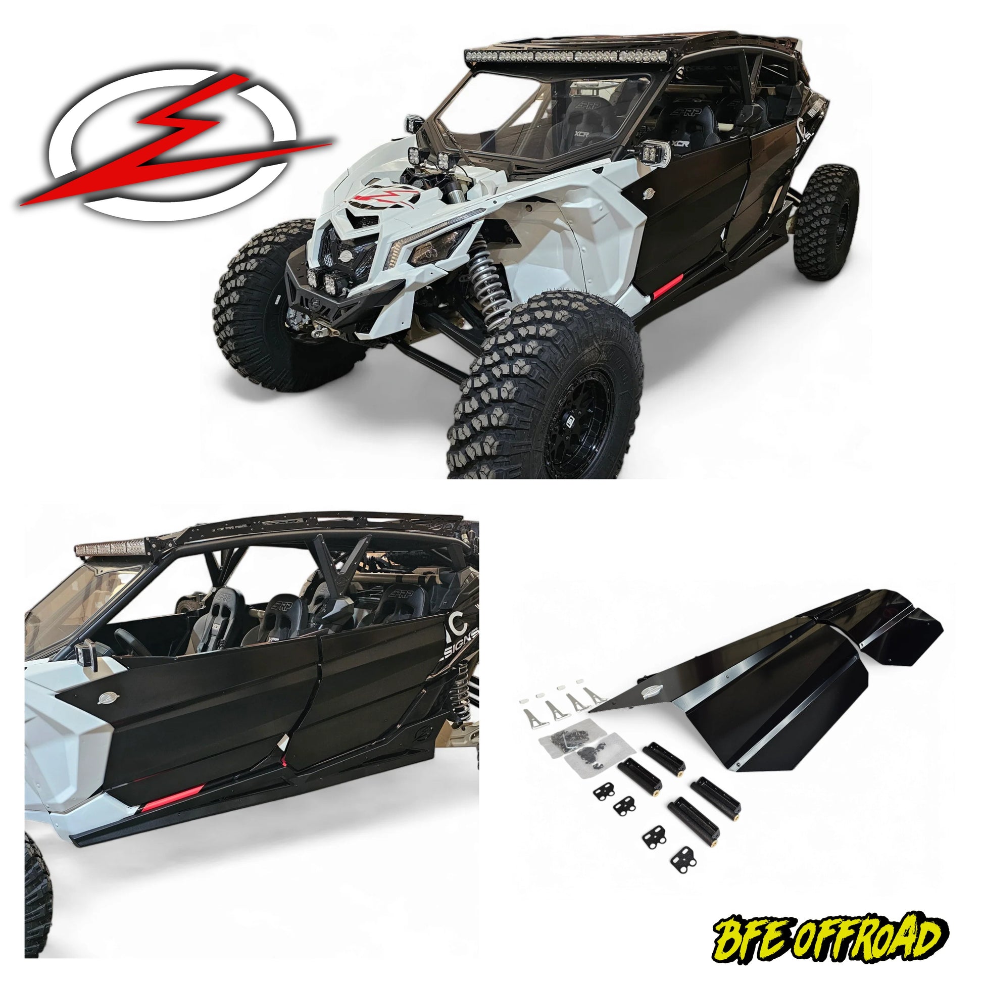 Model off-road vehicle kit with detailed parts and BFE Offroad branding.