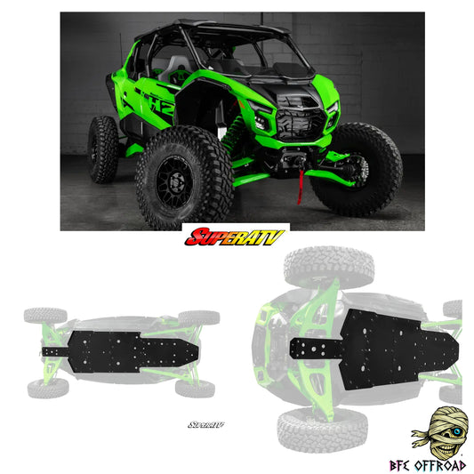 Green off-road vehicle with SuperATV and BFE Offroad branding on a white background.