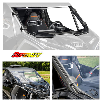 ATV windshield with SuperATV logo and additional views of the product.