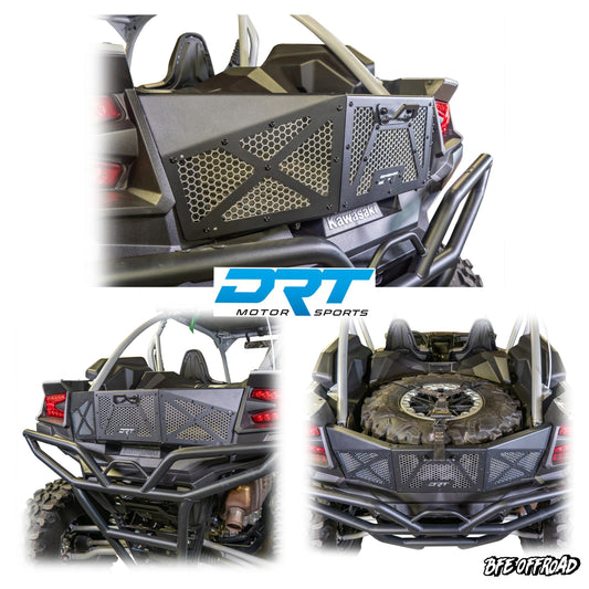 DRT Motorsports Kawasaki KRX 1000 / 4 2020+ Fixed Bed Tailgate Tire Carrier Promo Pic