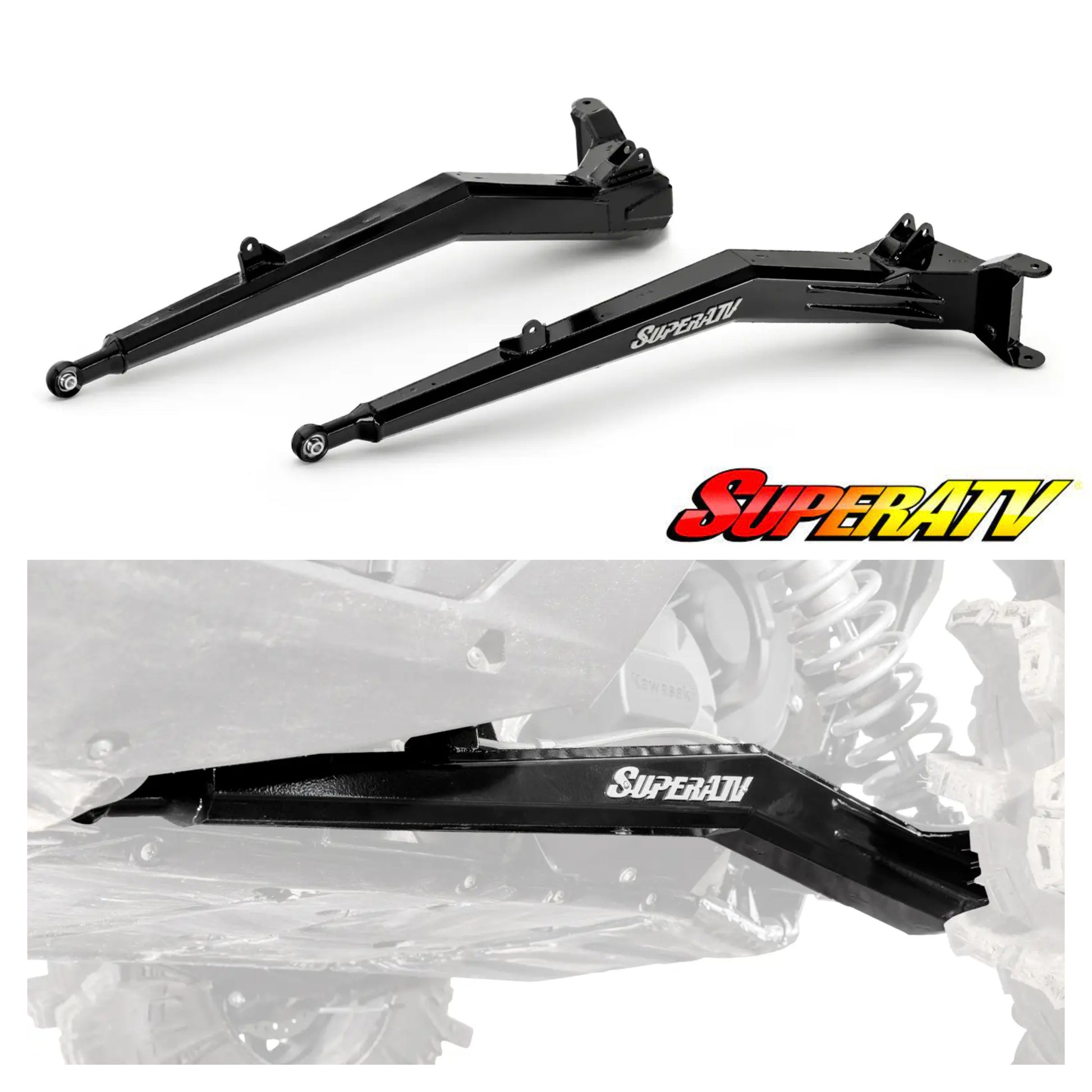 Super ATV High Clearance Rear Trailing Arms Black KAWASAKI KRX 1000 KRX4 2020+ Promo Pic